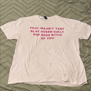 Cream Tee with Pink Graphic